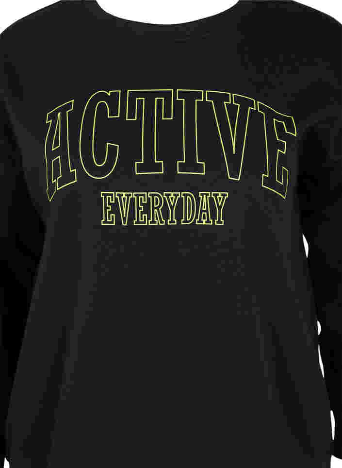 Sweatshirt with a sporty print, Black, Packshot image number 2