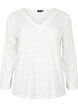 V-neck blouse with hole pattern, Off White, Packshot image number 0