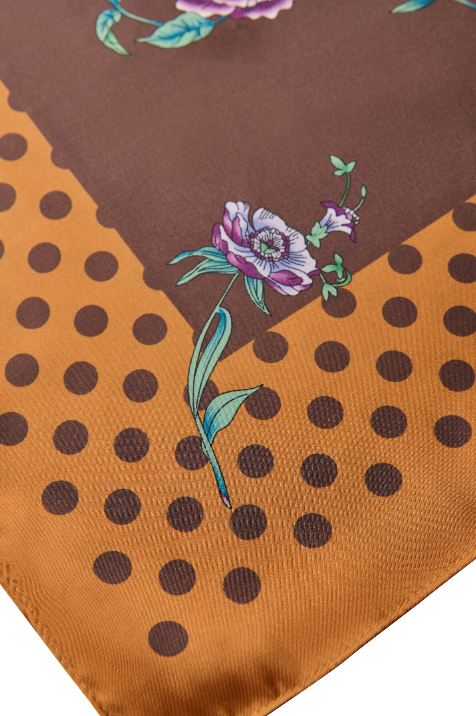 ZizzifashionSquare scarf in a satin-look with a patterned design, Brown, Packshot image number 1
