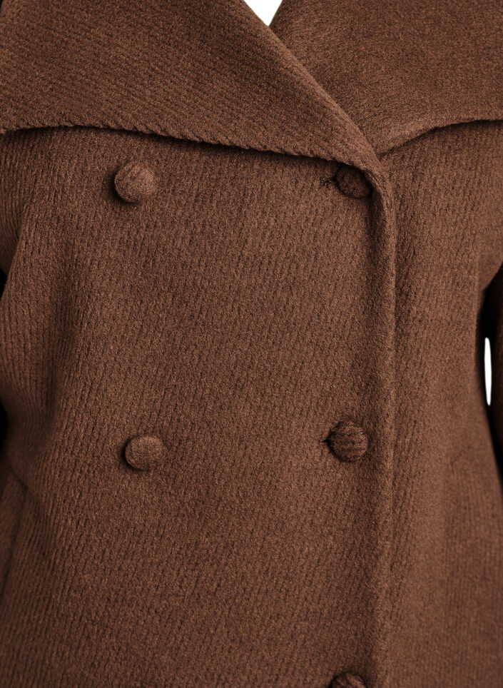 Short jacket with collar and fabric-covered buttons, Brown, Packshot image number 2
