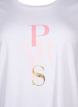 Cotton T-shirt with text print, B. White w. Paris, Packshot image number 2