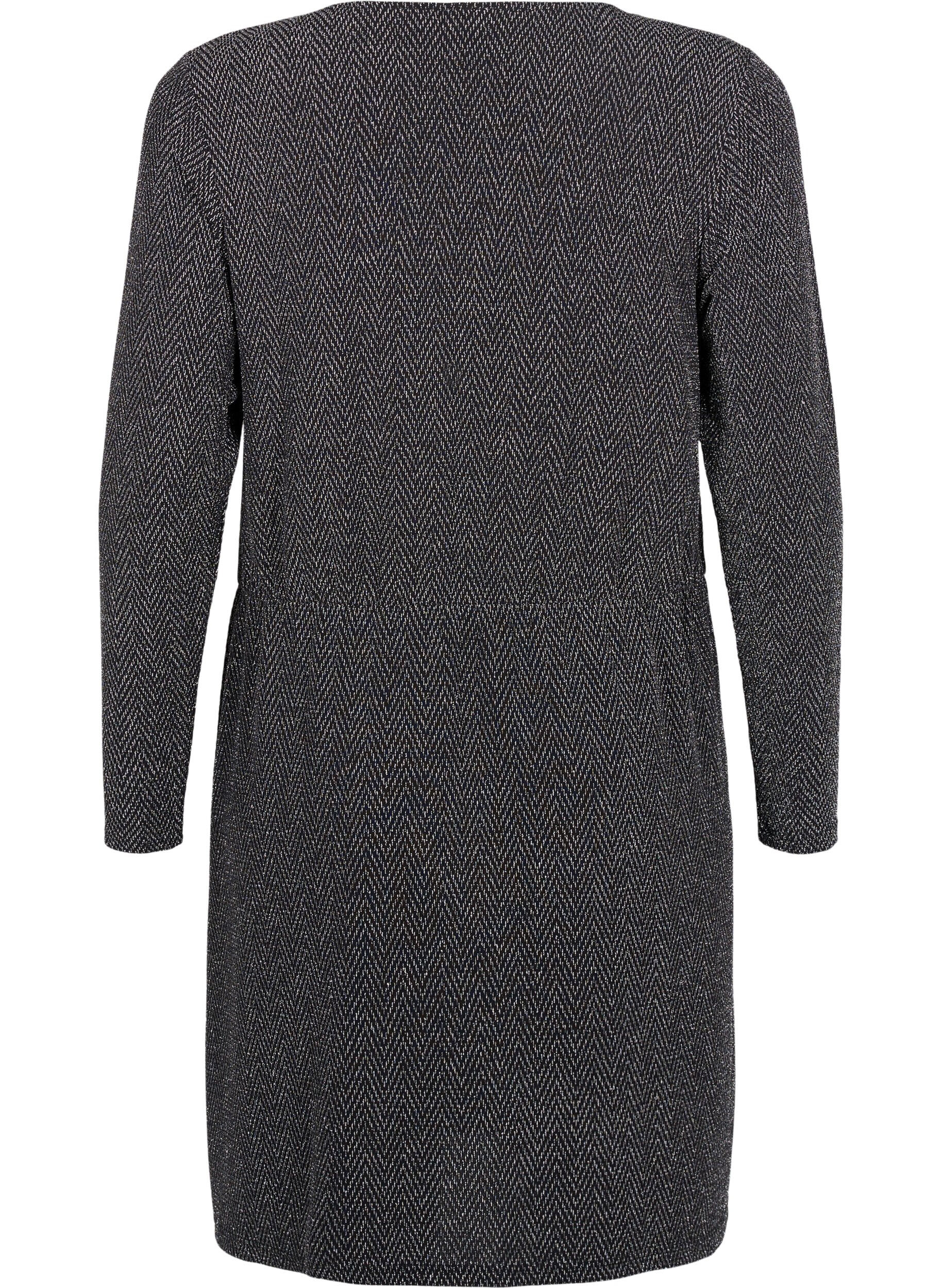 Zizzifashion Glitter dress with zigzag pattern, Silver ZigZagShimmer, Packshot image number 1