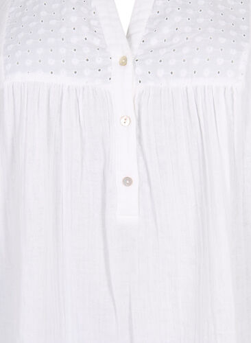 Tunic in cotton with embroidery anglaise, Bright White, Packshot image number 2