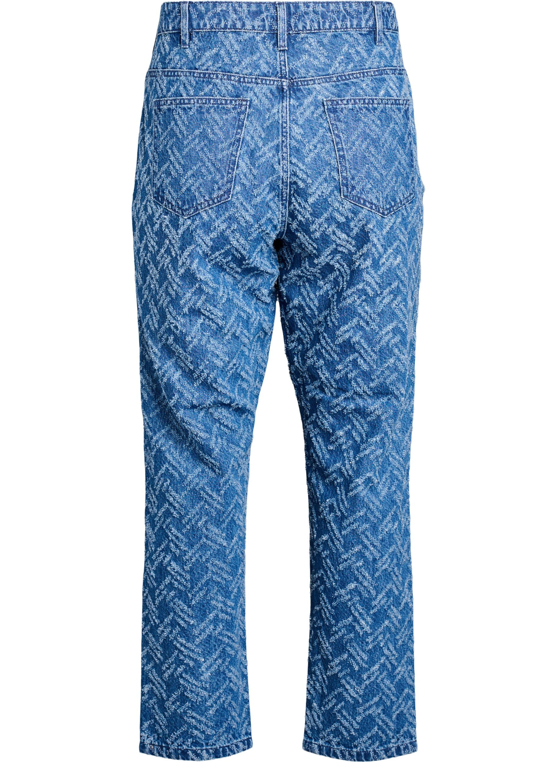 Zizzifashion Mille jeans with textured pattern, Blue, Packshot image number 1