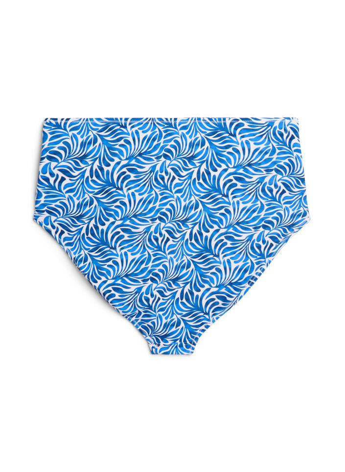 Bikini briefs with print and a high waist, Blue, Packshot image number 1