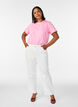 Organic cotton T-shirt with text motif, Pink, Model image number 1