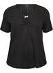 Night top in organic cotton with eyelet embroidery, Black, Packshot image number 0
