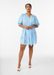 Short dress with floral and eyelet embroidery, Light Blue, Model image number 1