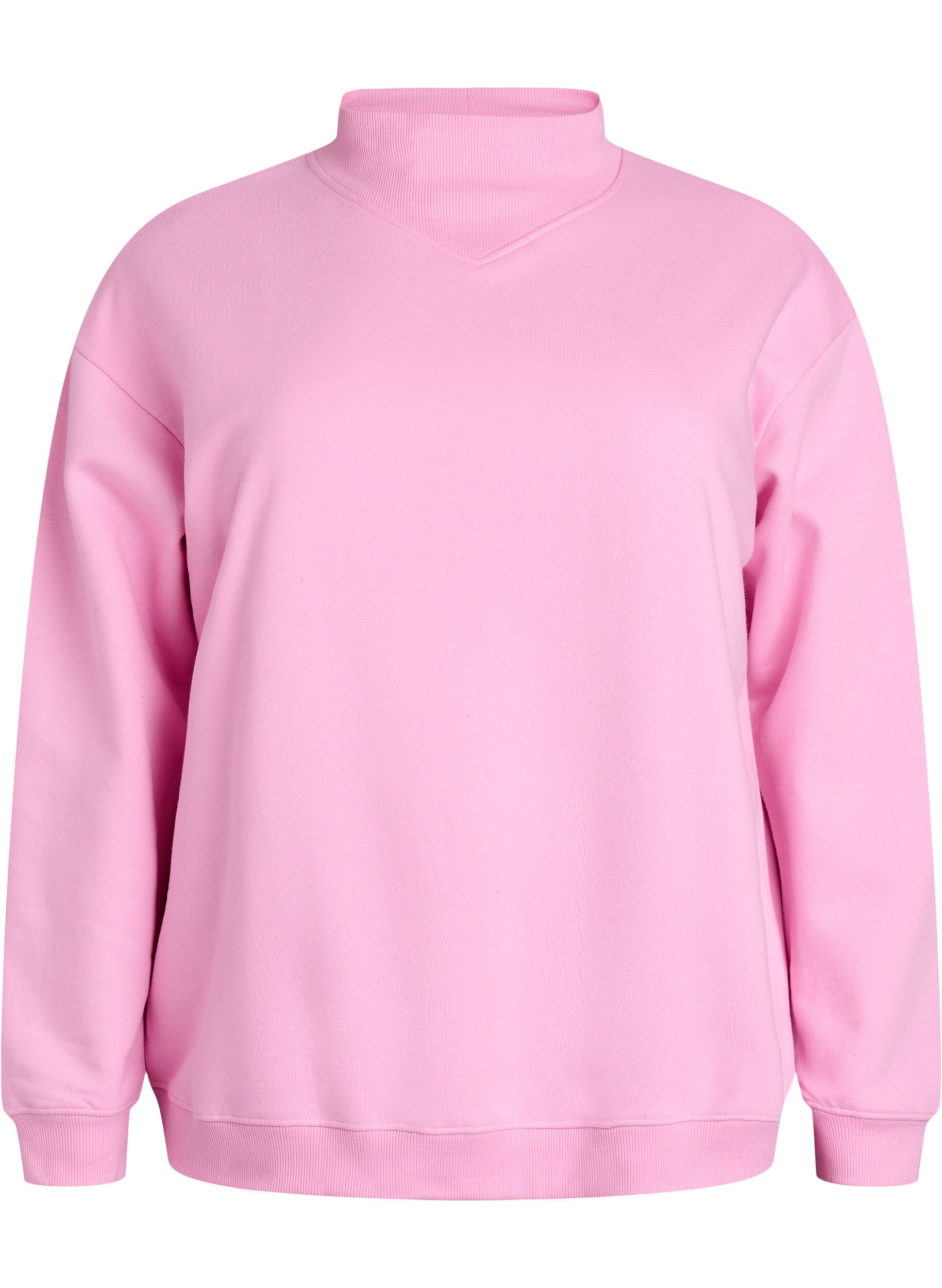 Zizzifashion Sweatshirt with high neck and long sleeves, Pink, Packshot image number 0