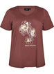 Cotton T-shirt with front print and V-neck, Red, Packshot image number 0