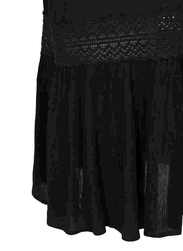 viscose dress with lace detail, Black, Packshot image number 3