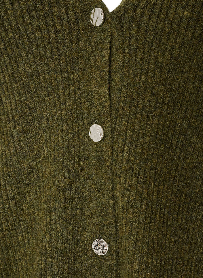 Cardigan with V-neck and ribbed texture, Green, Packshot image number 2