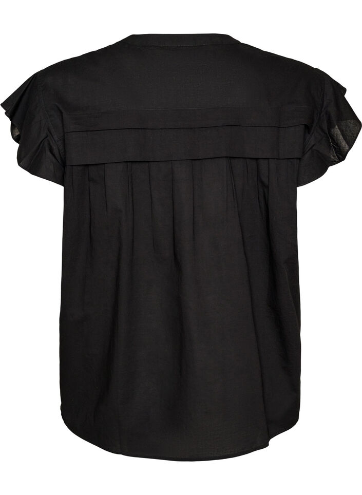Sleeveless A-line cotton shirt blouse, Black, Packshot image number 1