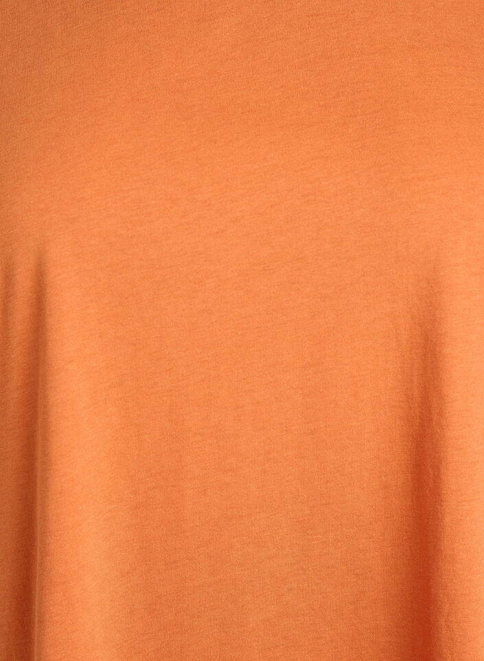 Short-sleeved cotton blend t-shirt, Orange, Packshot image number 2