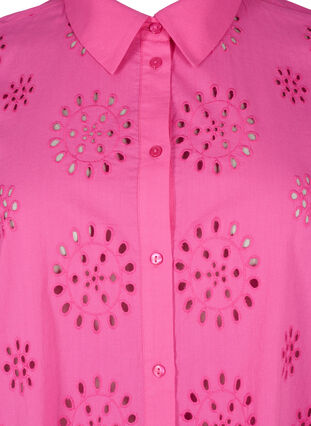 Shirt blouse with embroidery anglaise and 3/4 sleeves, Raspberry Rose, Packshot image number 2
