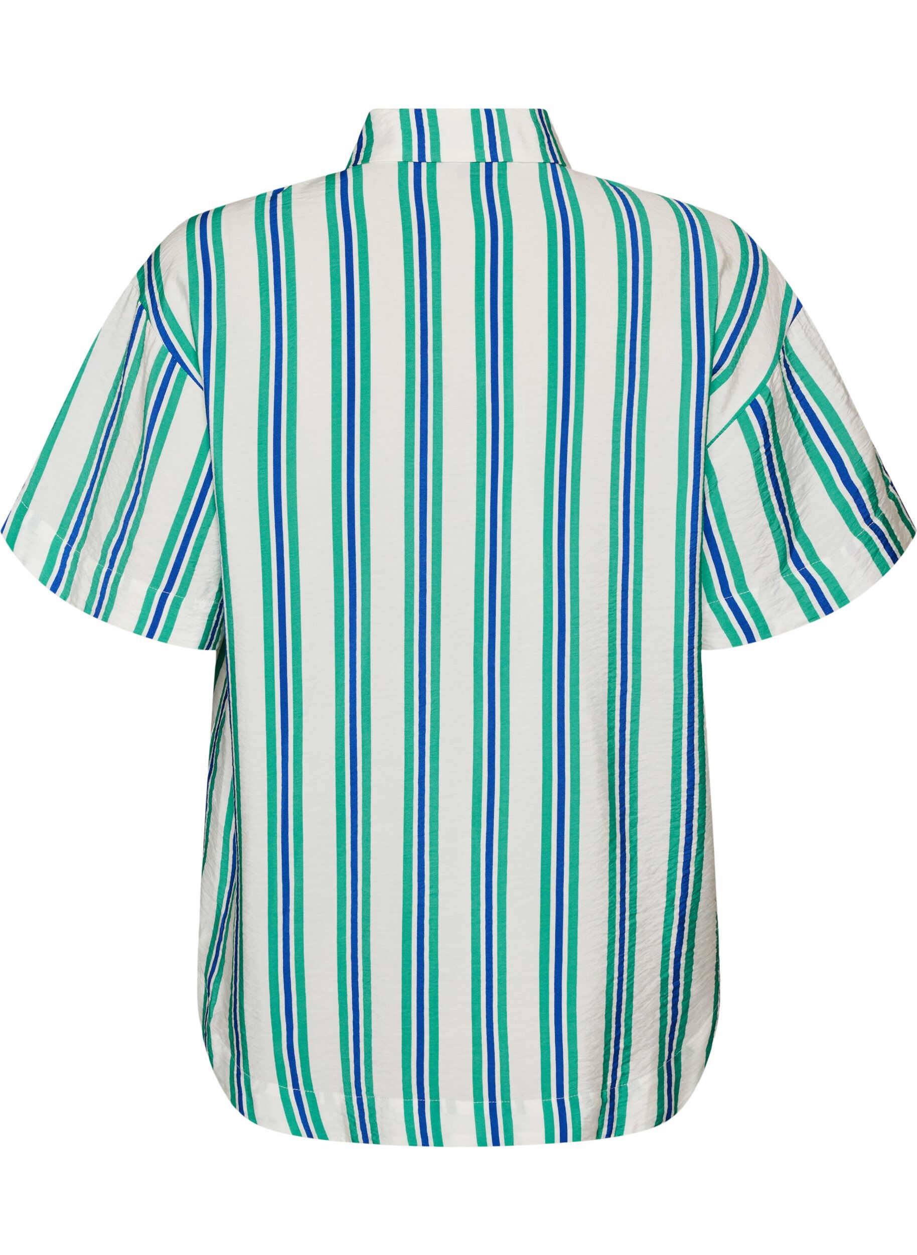 ZizzifashionStriped viscose shirt with short sleeves, Vanilla, Packshot image number 1