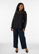 Shirt blouse with lace insert and dot pattern, Black, Model image number 1