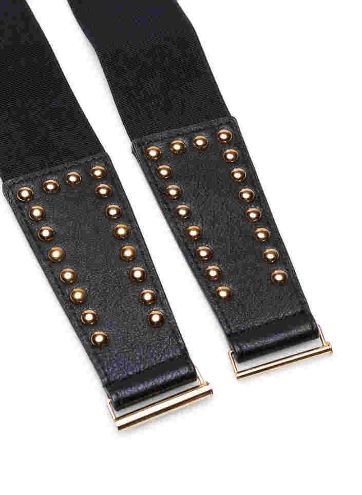Waist belt with rivets and imitation leather, Black, Packshot image number 2