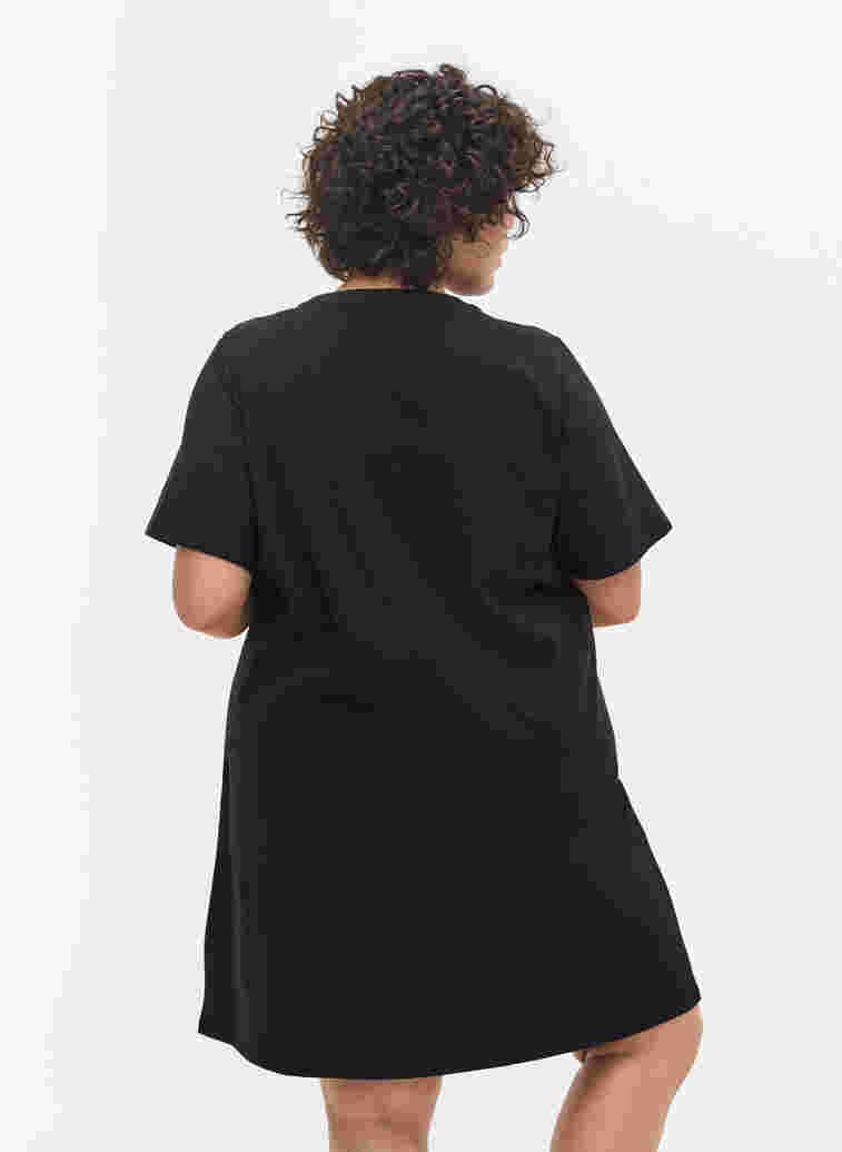 Solid t-shirt cotton nightdress, Black, Model image number 1