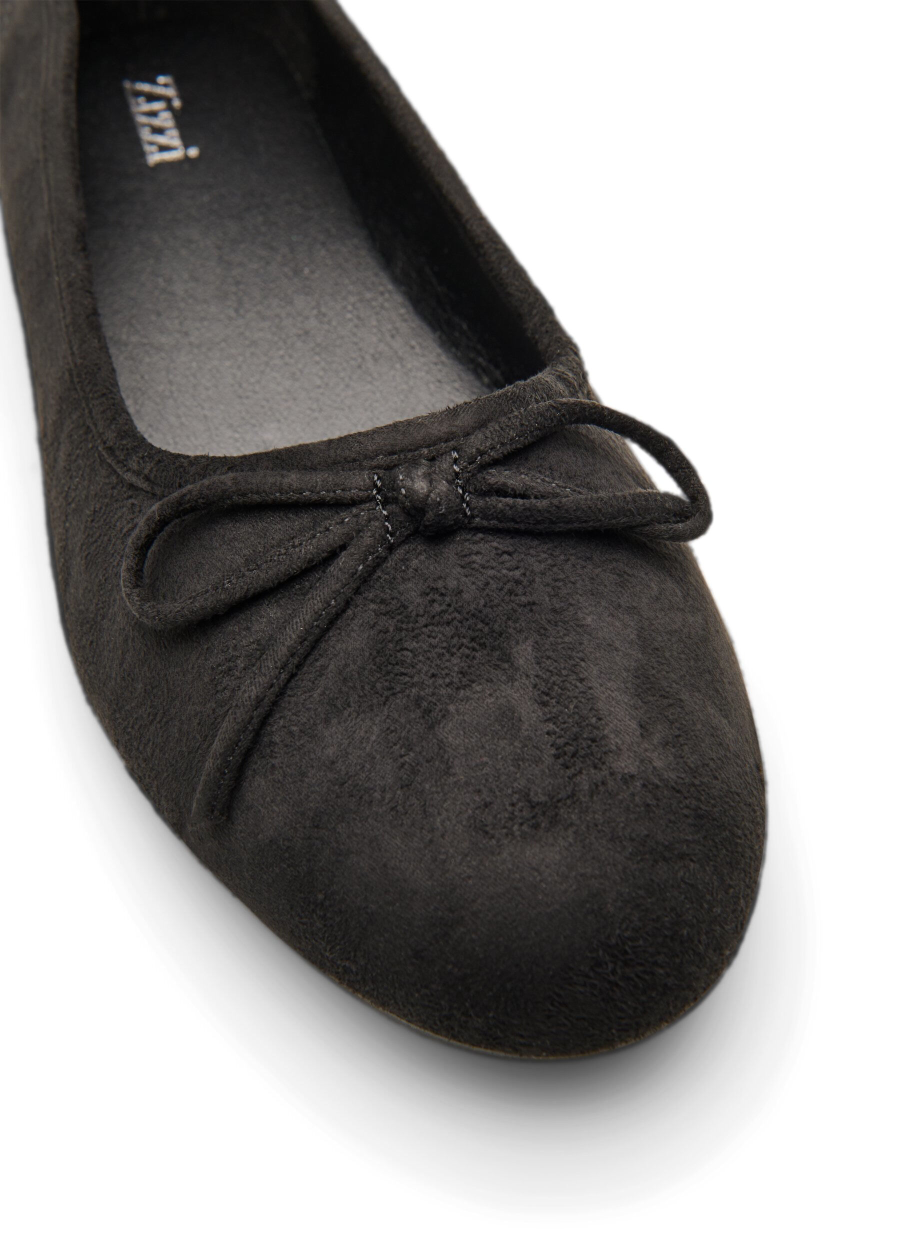 Zizzifashion Ballerina in faux suede with bow, Black, Packshot image number 3