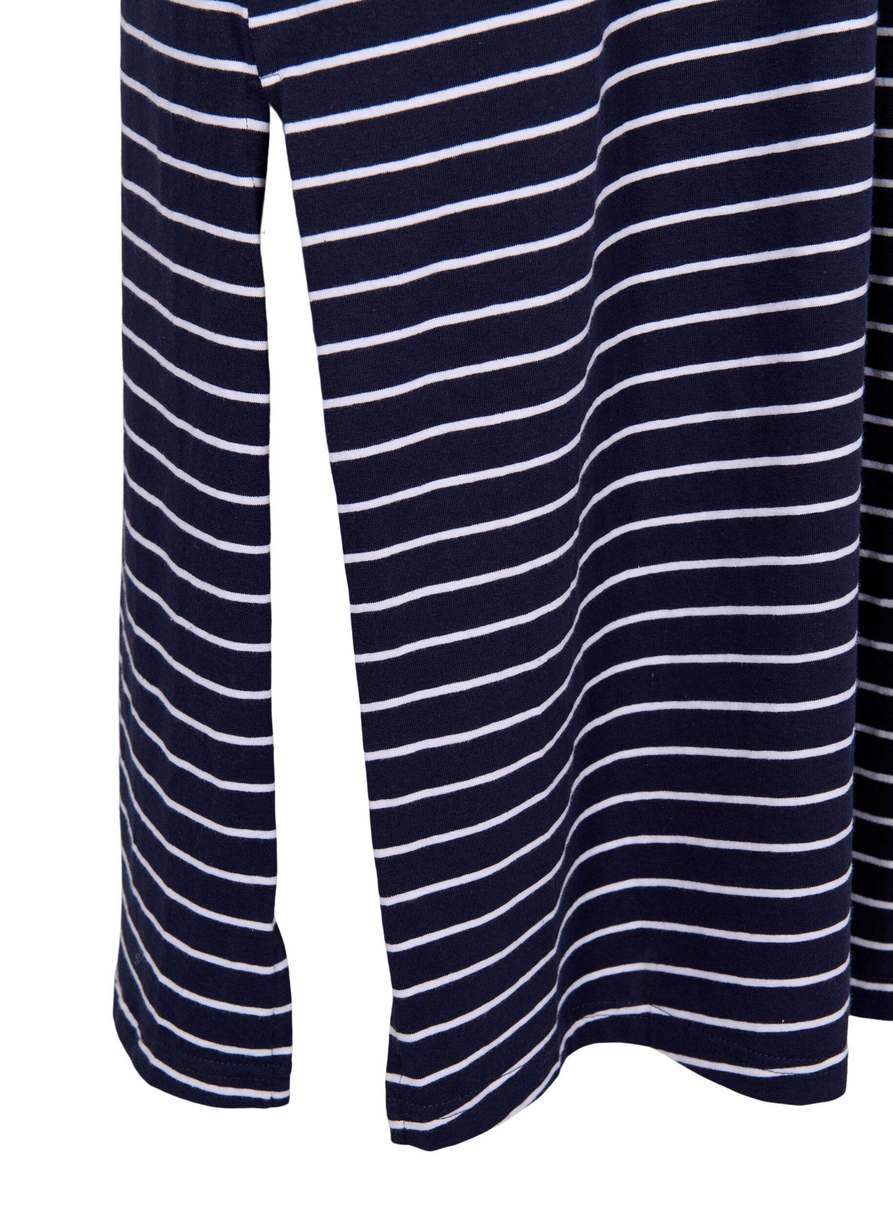 Zizzifashion Striped midi dress in cotton with short sleeves, Blue, Packshot image number 3