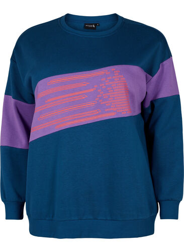 Sweatshirt with sporty print, Blue Wing Teal Comb, Packshot image number 0
