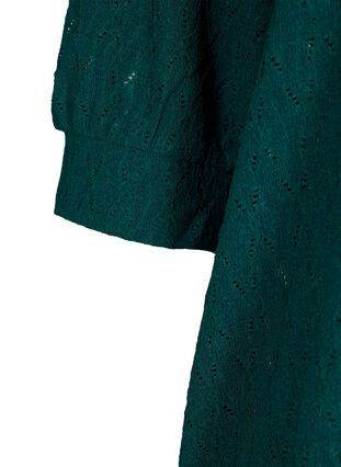 Blouse with 3/4-sleeves and a structured pattern, Deep Teal, Packshot image number 3