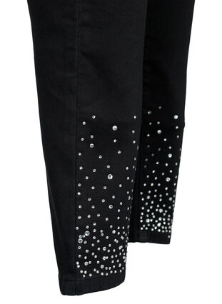 High-waisted Amy jeans with rhinestones, Black, Packshot image number 3