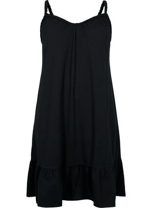 Viscose beach dress with braided straps, Black, Packshot image number 0