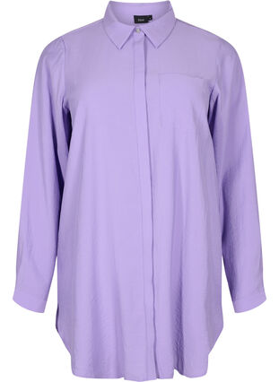 Long shirt in viscose blend, Bougainvillea, Packshot image number 0
