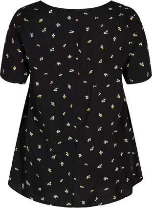 Viscose blouse with print and short sleeves, Black AOP, Packshot image number 1