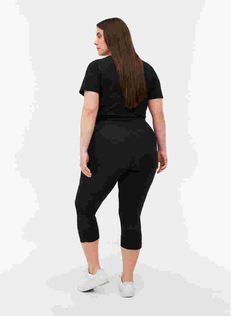 Basic 3/4 leggings with wrinkle detail, Black, Model image number 1