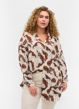 Patterned tunic with buttons, Camouflage AOP, Model image number 0
