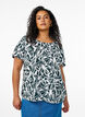 Short sleeve viscose blouse with print, Green, Model image number 0