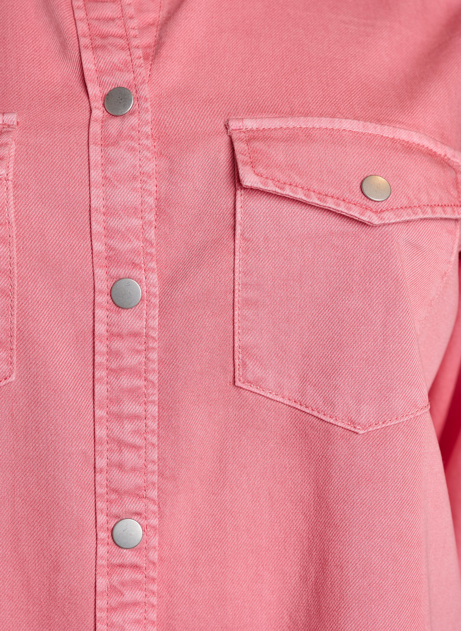 Zizzifashion Denim shirt with chest pockets, Rose, Packshot image number 2