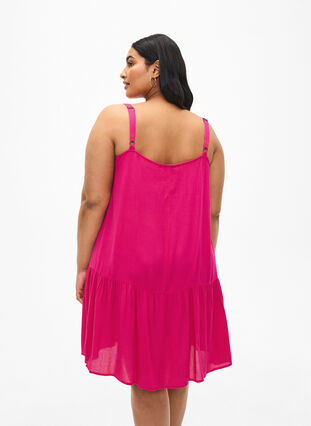 Viscose summer dress with straps, Raspberry Sorbet, Model image number 1