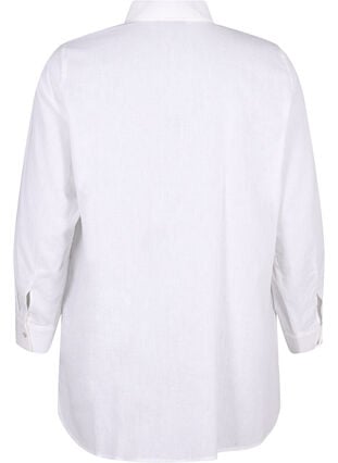 Long shirt in linen and cotton, Bright White, Packshot image number 1