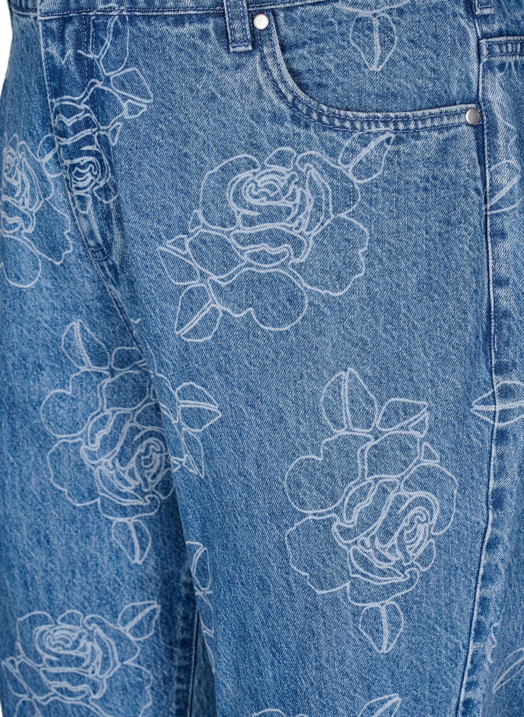 Zizzifashion Mille jeans with a floral pattern, Light Blue, Packshot image number 2