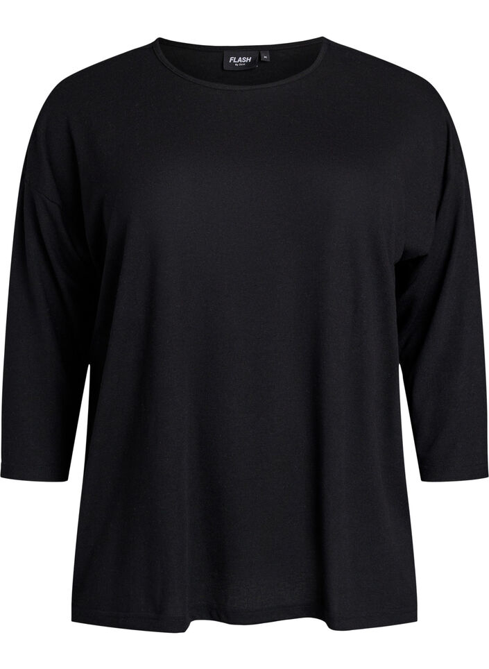 Jersey blouse with 3/4 sleeves, Black, Packshot image number 0