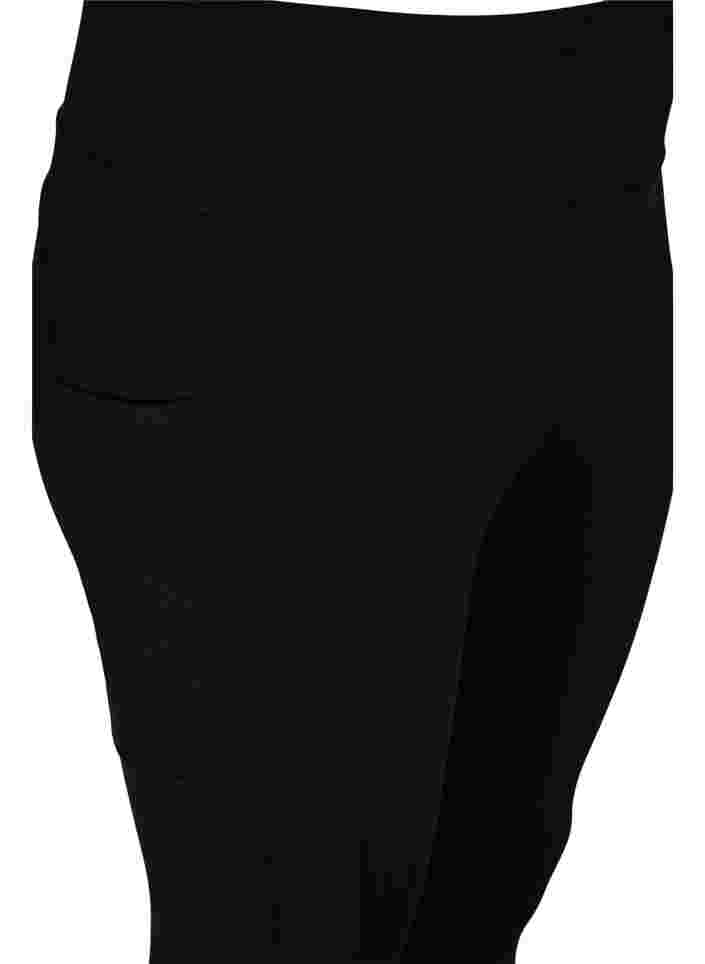 Cropped gym leggings with pocket and reflection, Black, Packshot image number 3
