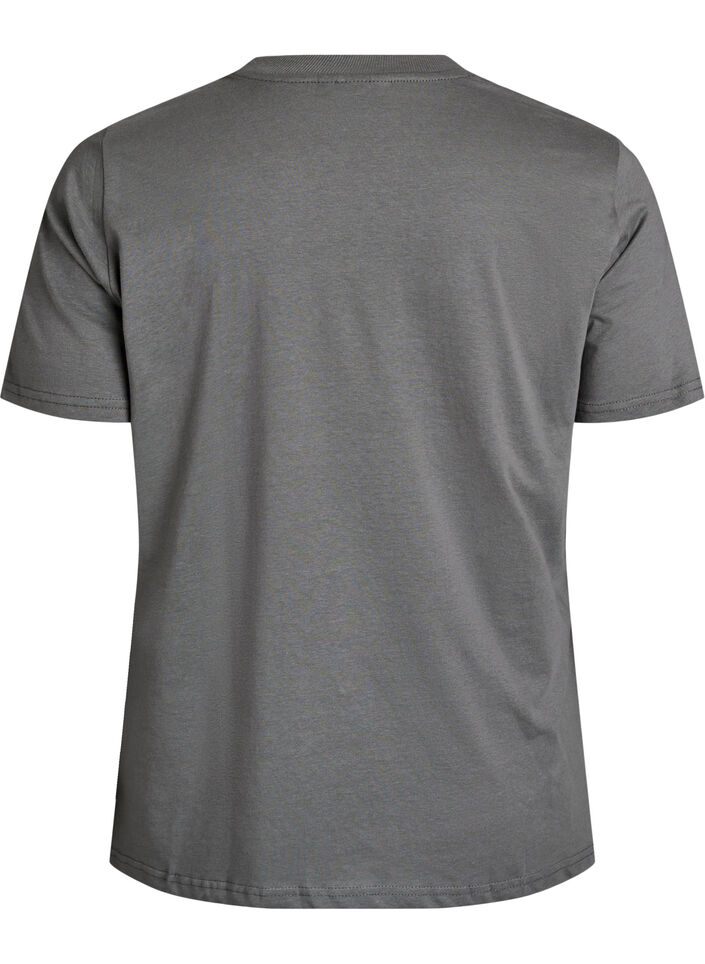 Basic cotton T-shirt with round neck, Grey, Packshot image number 1