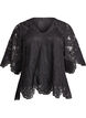 Lace blouse with V-neck and 1/2 sleeves, Black, Packshot image number 0