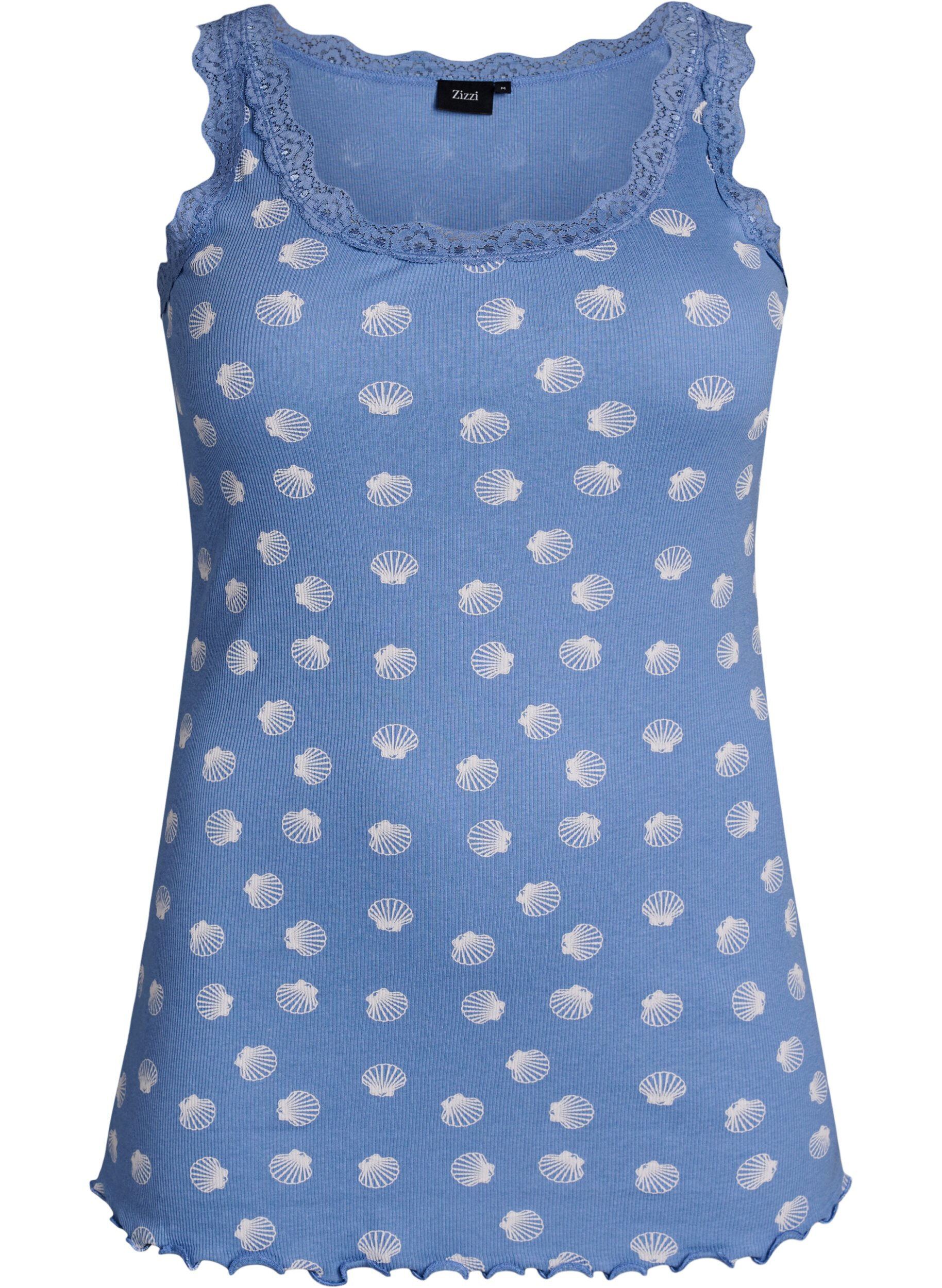 Top with print and lace edge