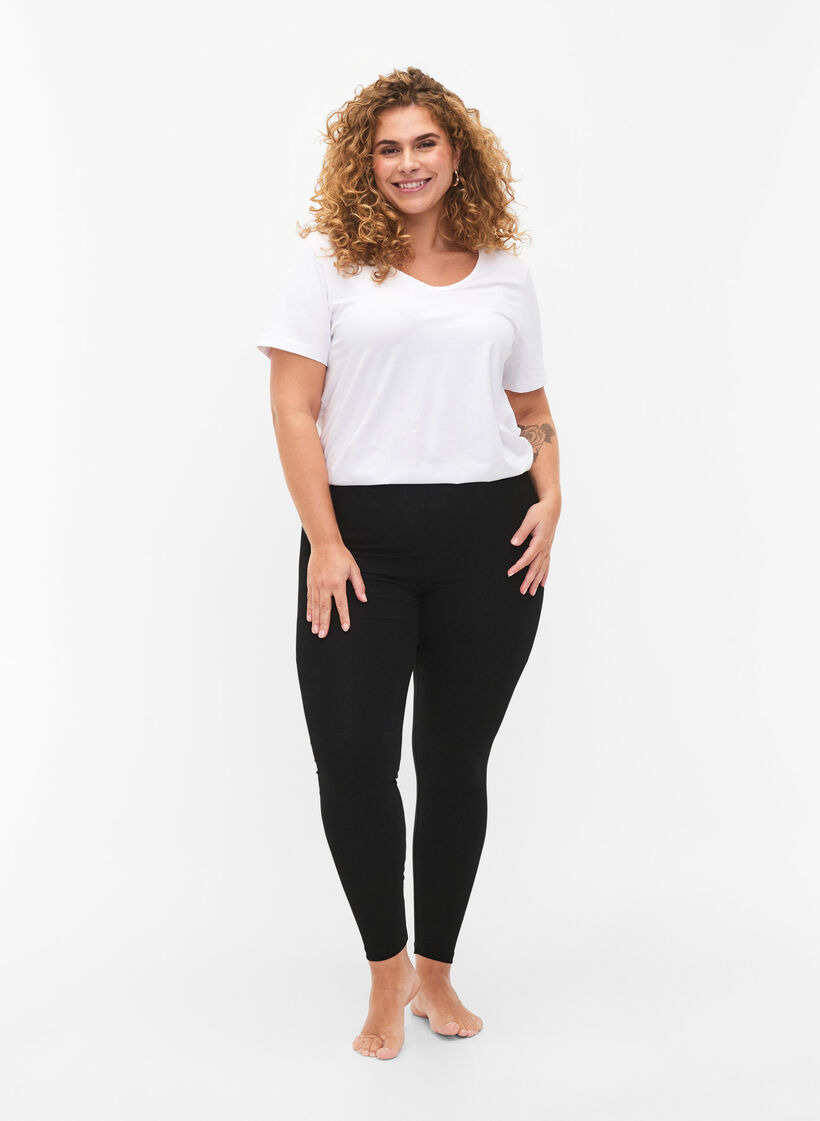 2-pack cotton leggings, Black, Model image number 1