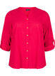 Cotton shirt blouse with a v-neck, Red, Packshot image number 0