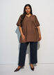 Tunic with balloon sleeves and a V-neck, Brown, Model image number 1