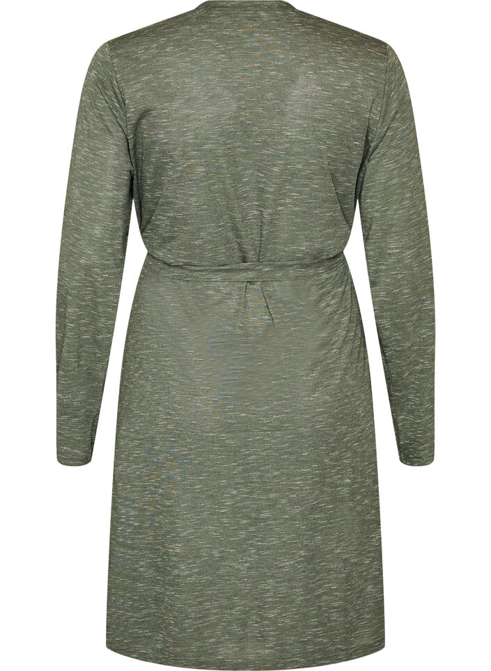 Long jersey cardigan with tie-belt, Green, Packshot image number 1