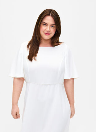 Party dress with empire cut, Bright White, Model image number 2