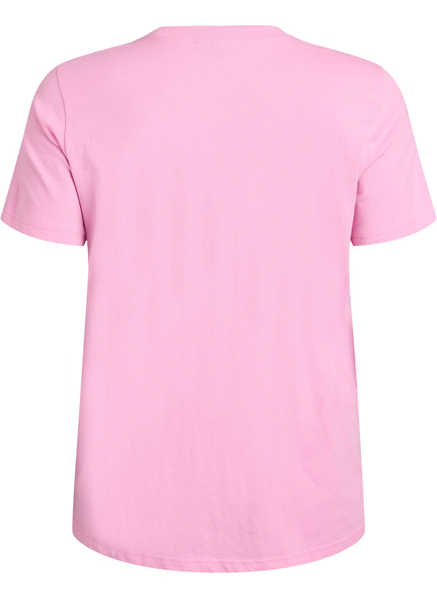 ZizzifashionBasic cotton T-shirt with round neck, Pink, Packshot image number 1