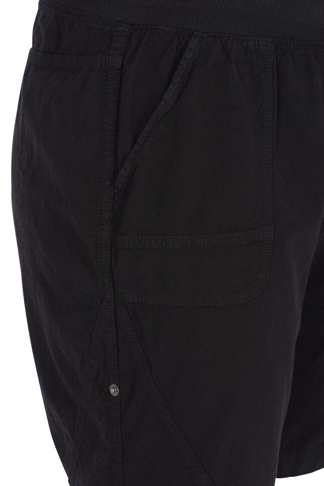 Loose cotton shorts with pockets, Black, Packshot image number 2